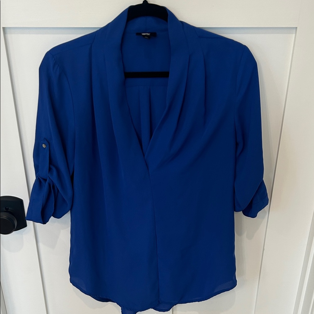Women’s Blue Blouse 3/4 Sleeve (Small)